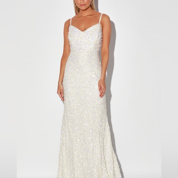Lulus At Last White Sequin Mermaid Maxi Dress